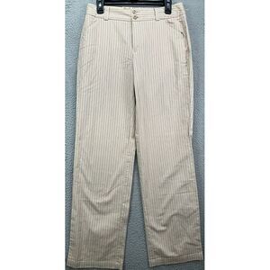Dockers Pants Women 8 Medium Fiona Beige Pinstripe Khaki Classic Fit Stretch NEW
